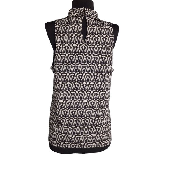WHBM Outlet L Tank Top Black White Geometric Print Sleeveless Keyhole Neckline - Picture 3 of 9